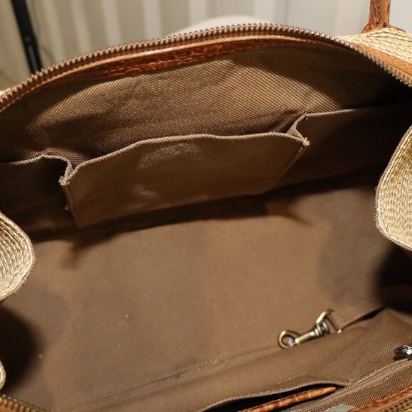 Eric Javits Women's Straw Rafia Shoulder Bag East West Design Croc Embossed Tan - Picture 13 of 13